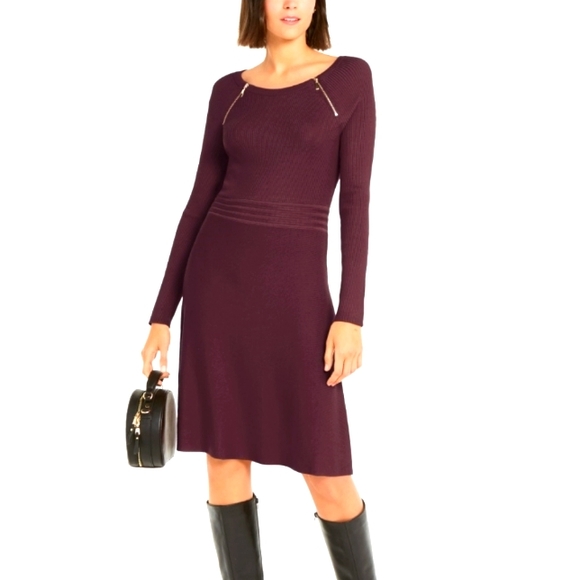 💜NWOT I.N.C International Concepts ribbed sweater dress with zippers size small - Picture 1 of 10